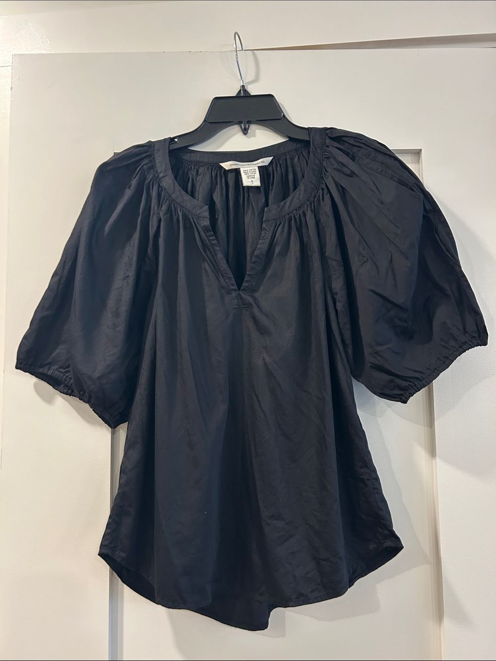 DVF Black Blouse, Size 6
